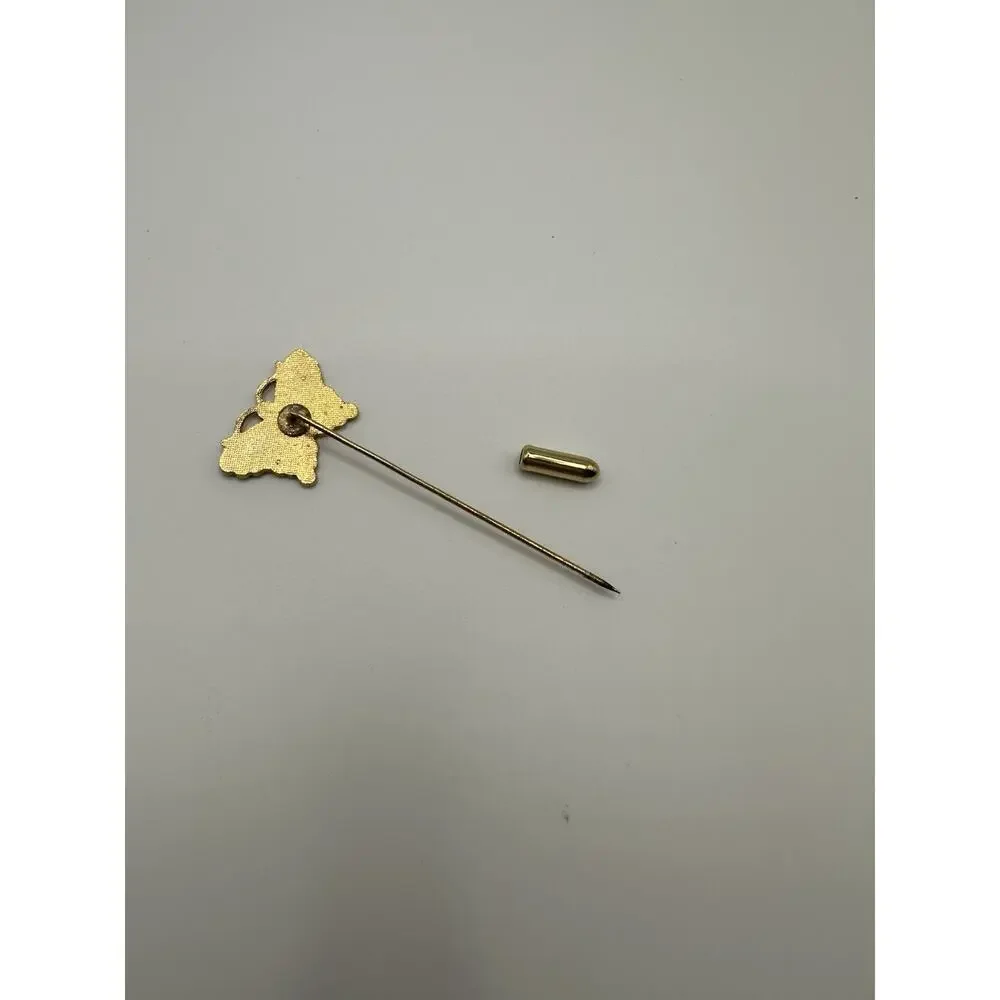 Vintage Cloisonne Butterfly Stick Pin Gold Tone Women's Jewelry - Picture 4 of 4